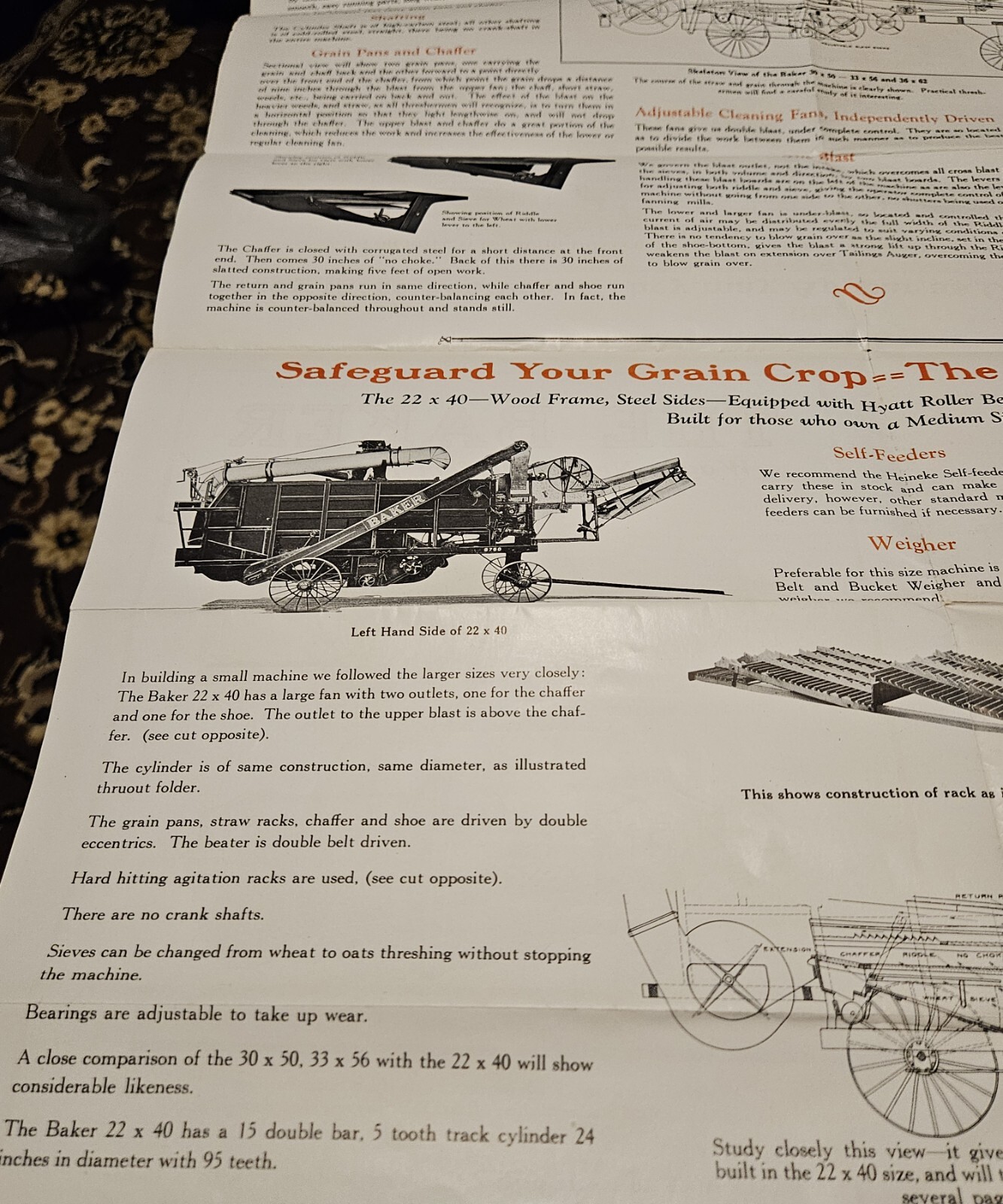 Huge c1910 Baker Tractor Fold Out Brochure Swanton Ohio
