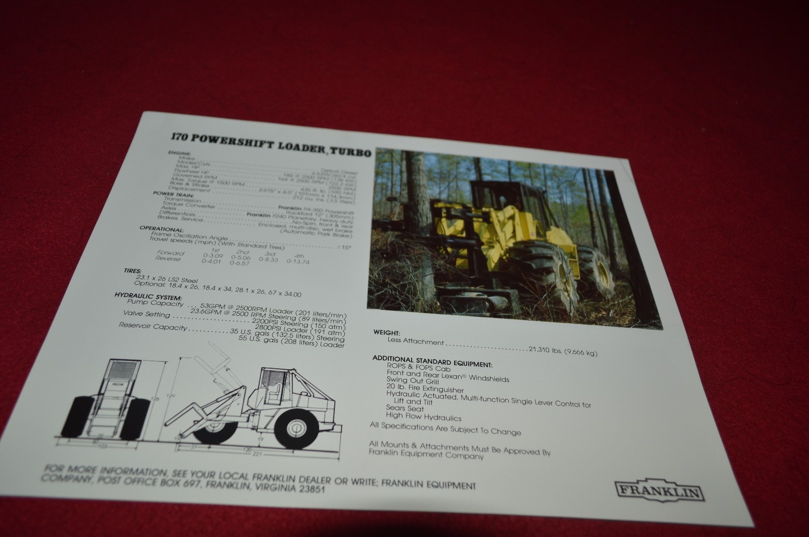 Franklin 170 Powershift Loader Turbo Dealer’s Brochure YABE8