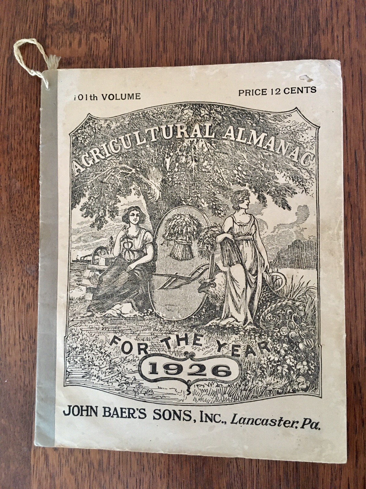 Vintage 1926 John Bear Baer’s Agricultural Almanac Lancaster PA
