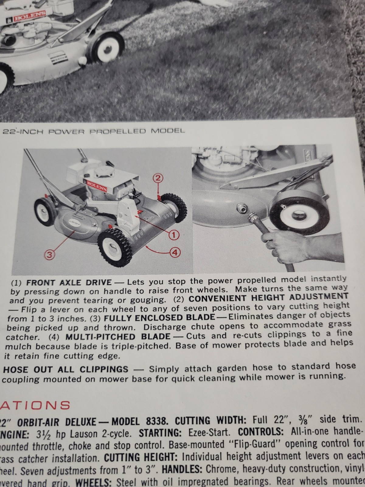 Vintage 1968 Bolens 8724 SUBURBAN 24 RIDING MOWER MOWER MUSTANG TILLER BROCHURE