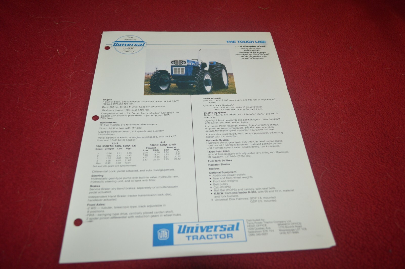 UTB Universal U-530 Tractor Dealer’s Brochure FCCA