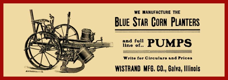 1905 Wistrand Co. NEW Metal Sign: Blue Star Corn Planters – Galva, Illinois