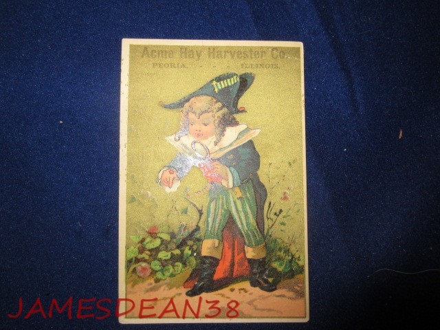 ACME HAY HARVESTER COMPANY PEORIA ILLINOIS TRADE CARD RICKER RAKES