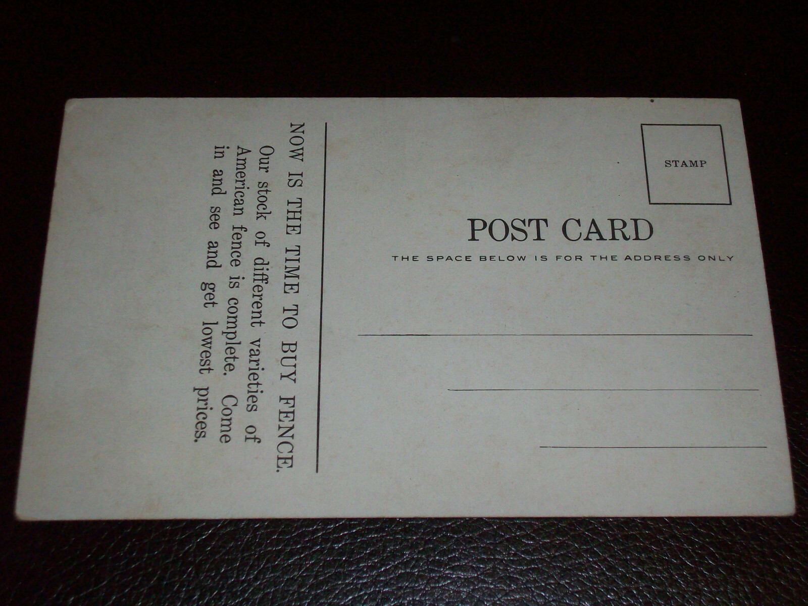 Early 1900’s American Steel & Wire Co. Fence Advertising Postcard Unused