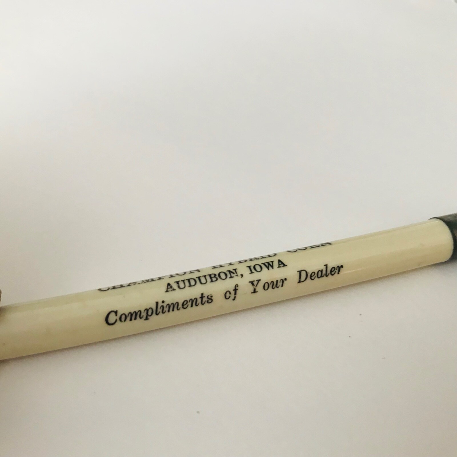 Vintage CARLSON’S CHAMPION Hybrid Corn Dealer Audubon Iowa IA Mechanical Pencil