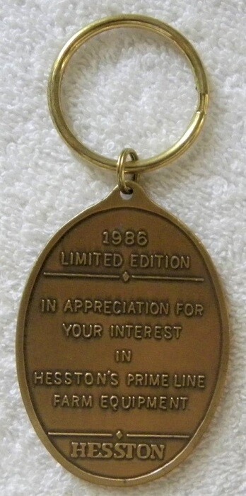 1986 Hesston’s Prime Line Farm Equipment, Hay Baler Brass KEYCHAIN, Unused