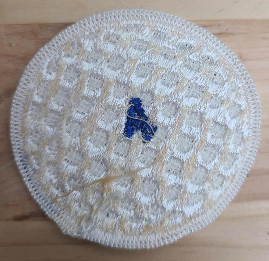 Vintage White Embroidered Patch with Blue Letter “A” – Sew Badge