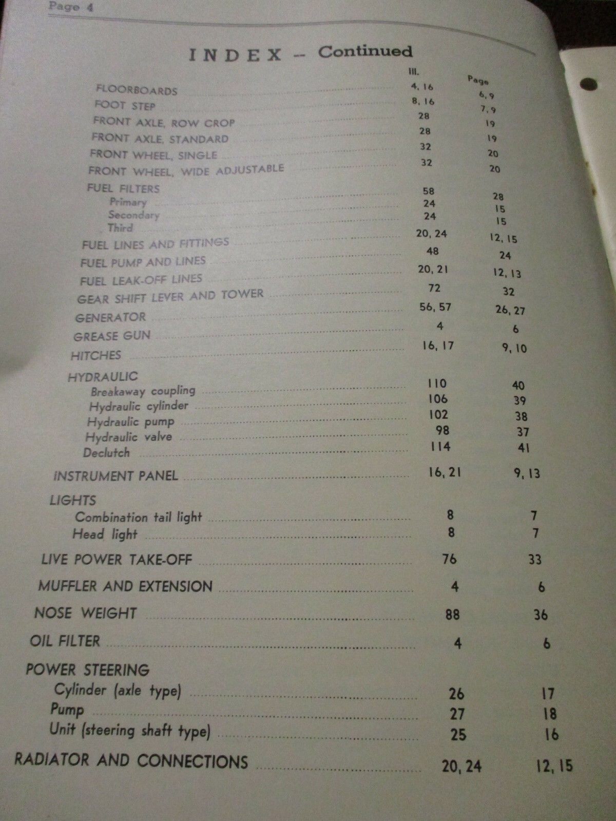 Cockshutt “Golden Eagle” Diesel Tractor Parts List 1957