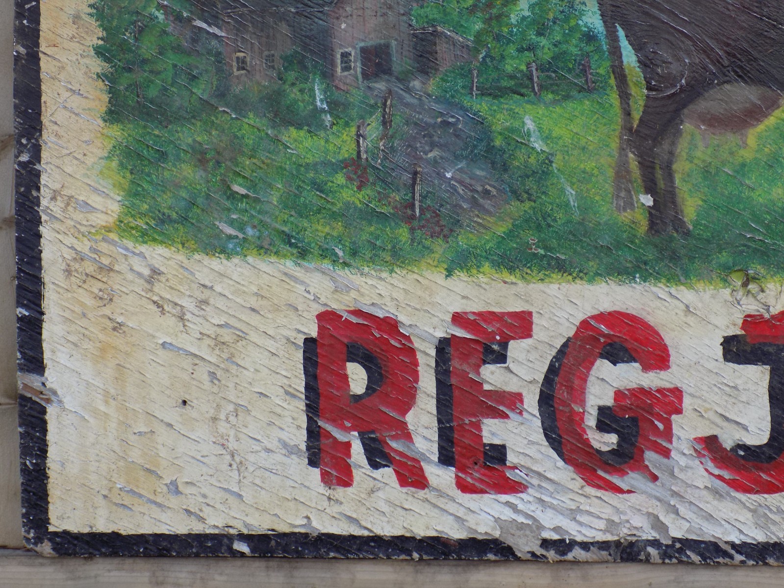 Vintage J & L Twin Farm Reg.. Jerseys Painted Pressed Wood Board Sign