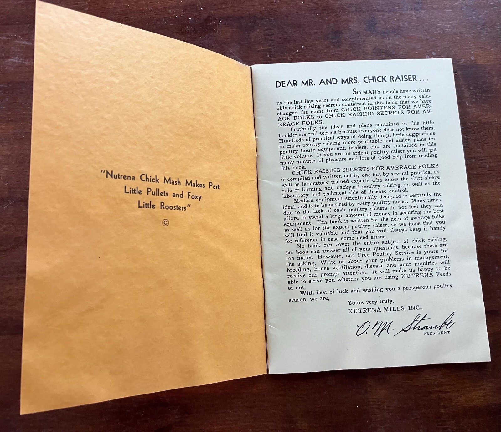 1920’s-30’s Chick Raising Secret for Average Folks Booklet by Nutrena Mills, Inc