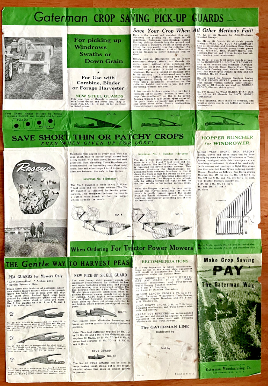 Gaterman Manufacturing Co Pickup Guards sales brochure Manitowoc Wisconsin