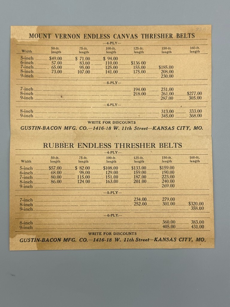 1922 Gustin Bacon FARM THRESHING Illustrated Letterhead Advertising KANSAS CITY