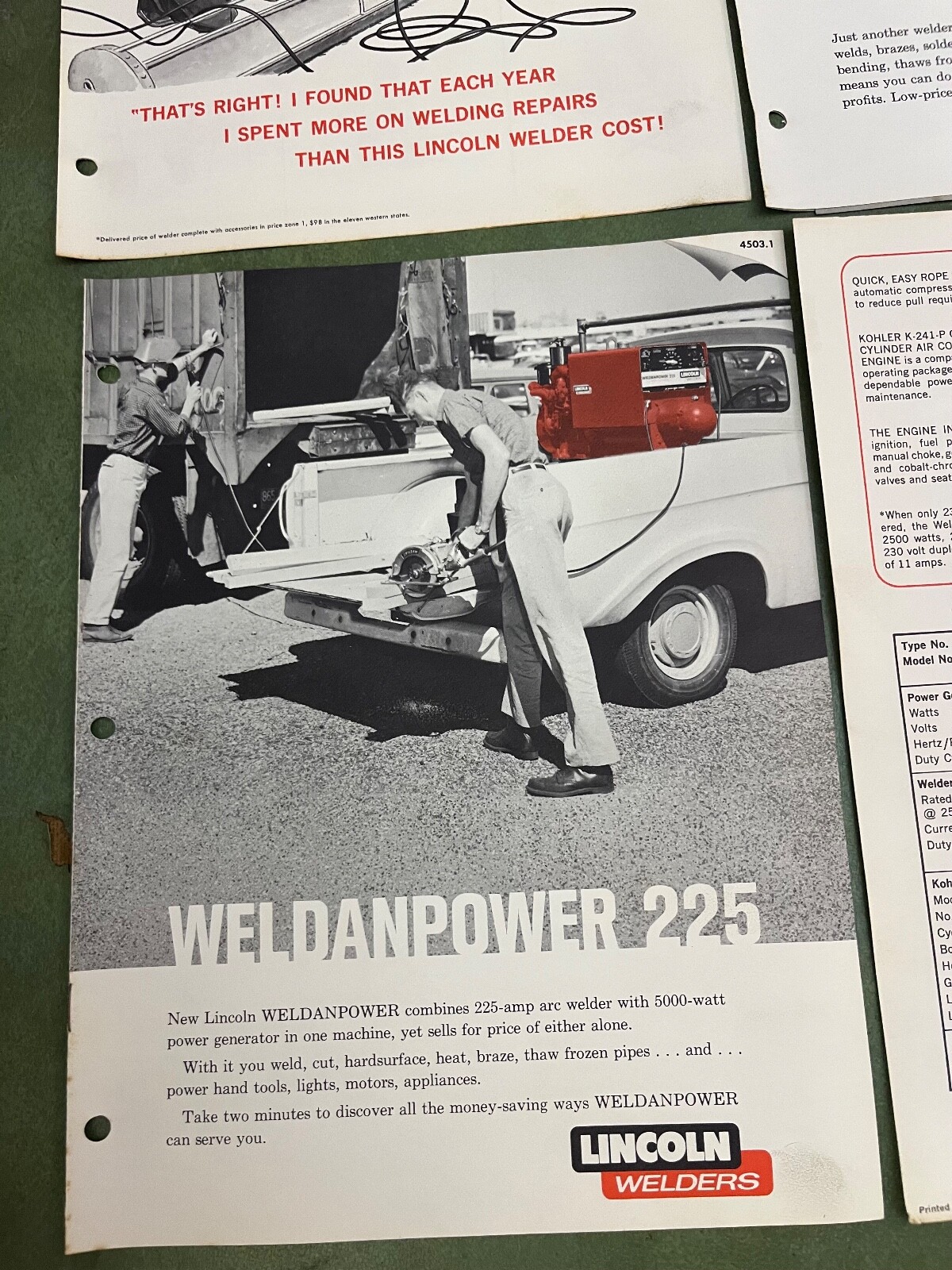 Vitnage Lincoln Welder Advertising Brochures/ Single Page Ads