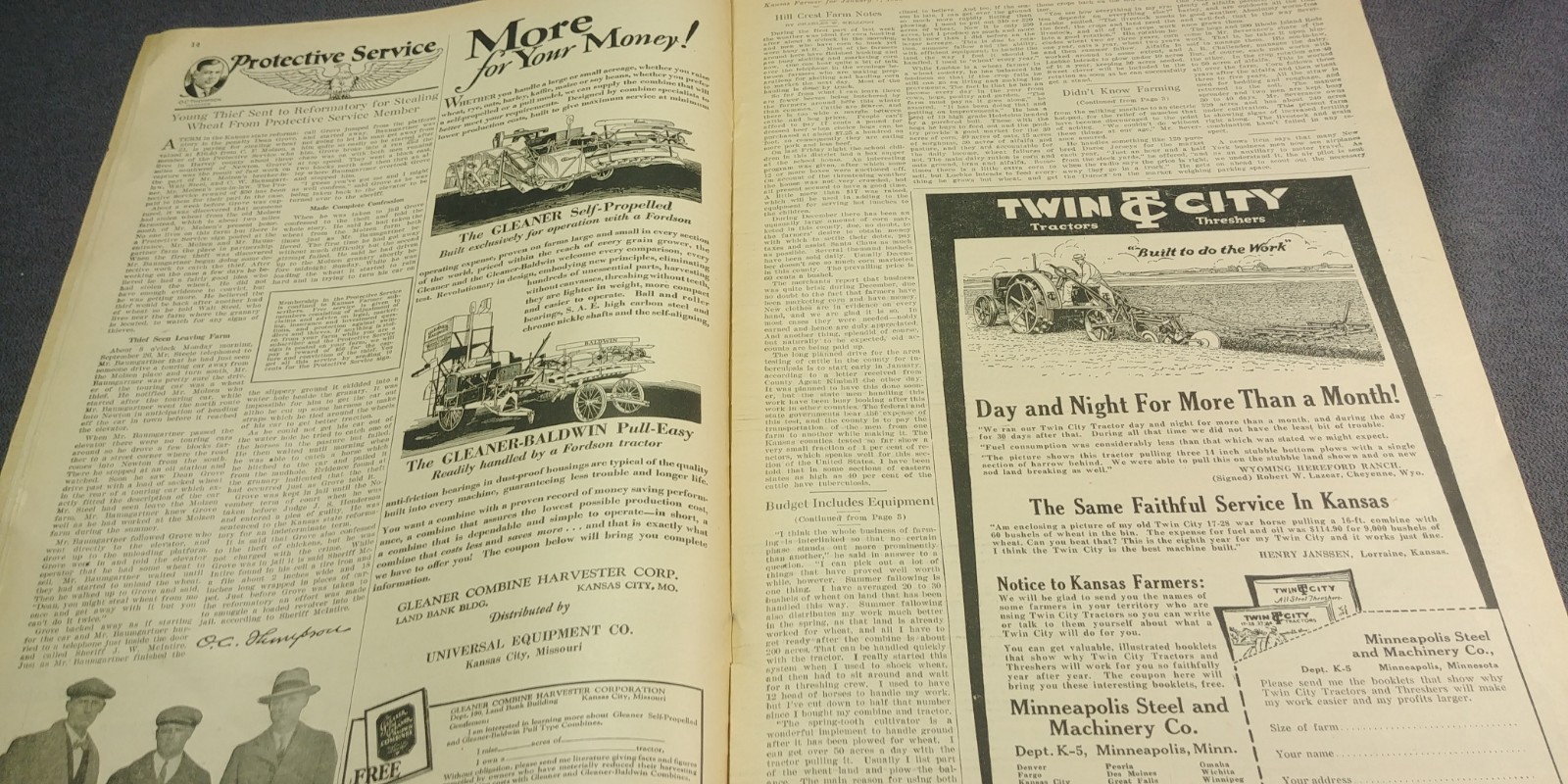1928 Case 18-32 Tractor Hart Parr AG Farm Ad Kansas Farmer Picture Mag Antique