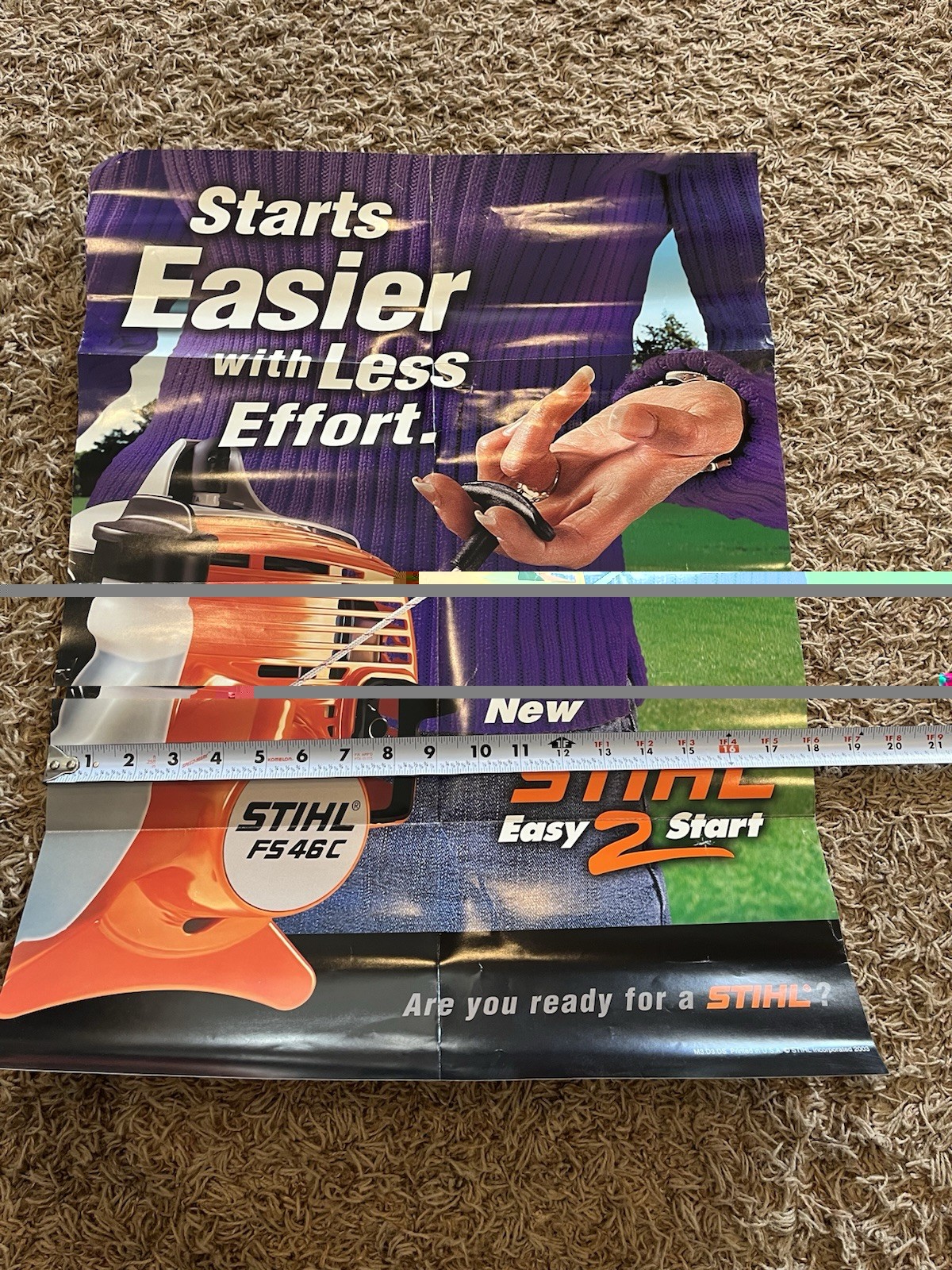 Vintage 2003 Stihl Easy 2 Start FS 46C Advertising Poster Folded Damage Tool