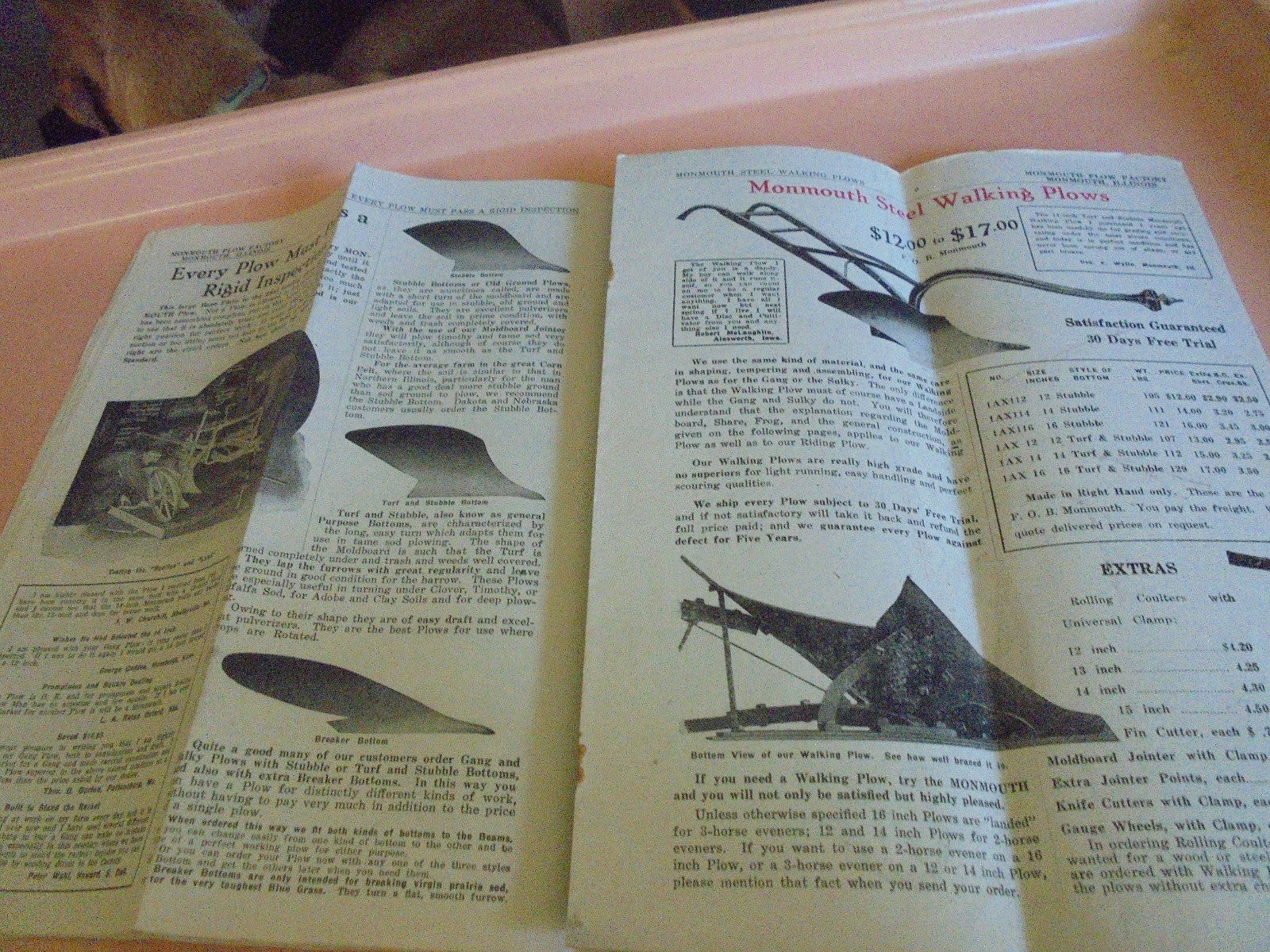 Vintage 1920’s Monmouth Plow Factory Brochure