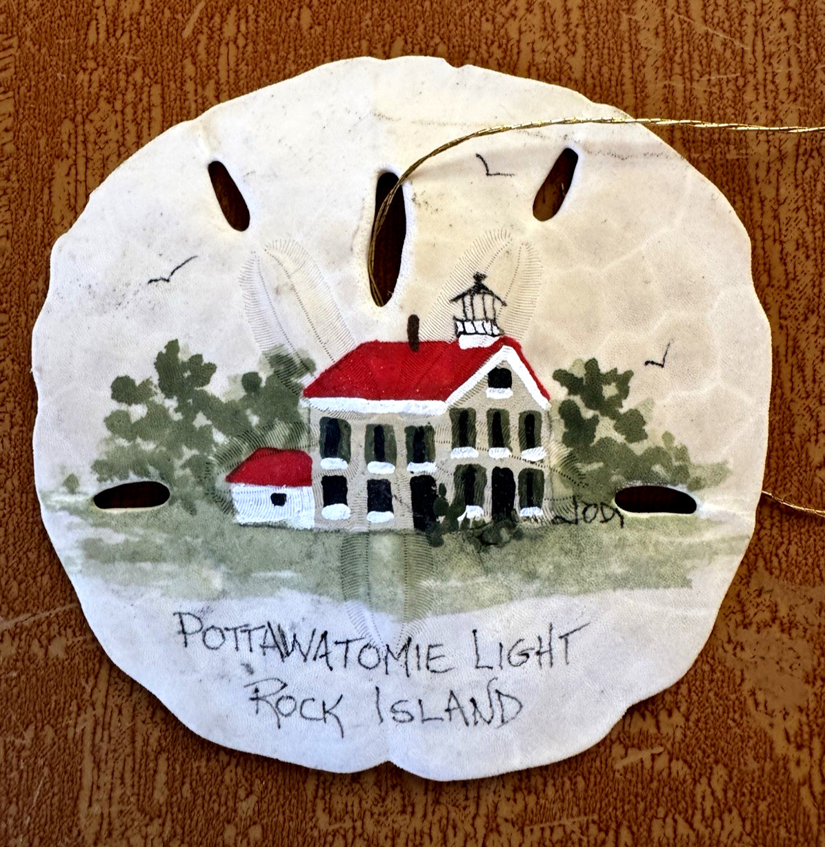 Painted 3″ Sand Dollar~Rock Island, Illinois~Pottawatomi Light House~435