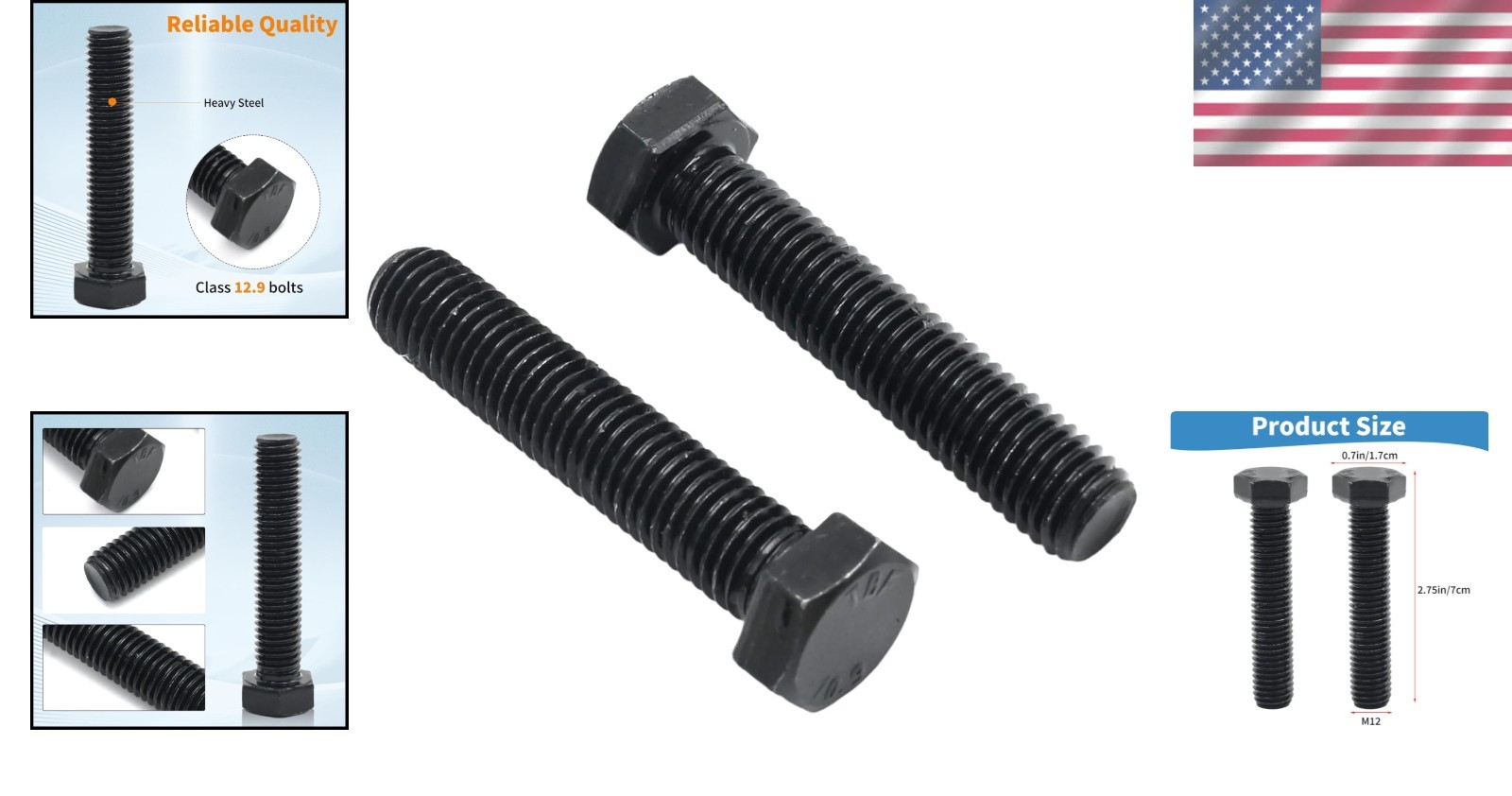 Durable M12 Torsion Key Adjustment Bolts – Black Alloy Steel for Chevy Models