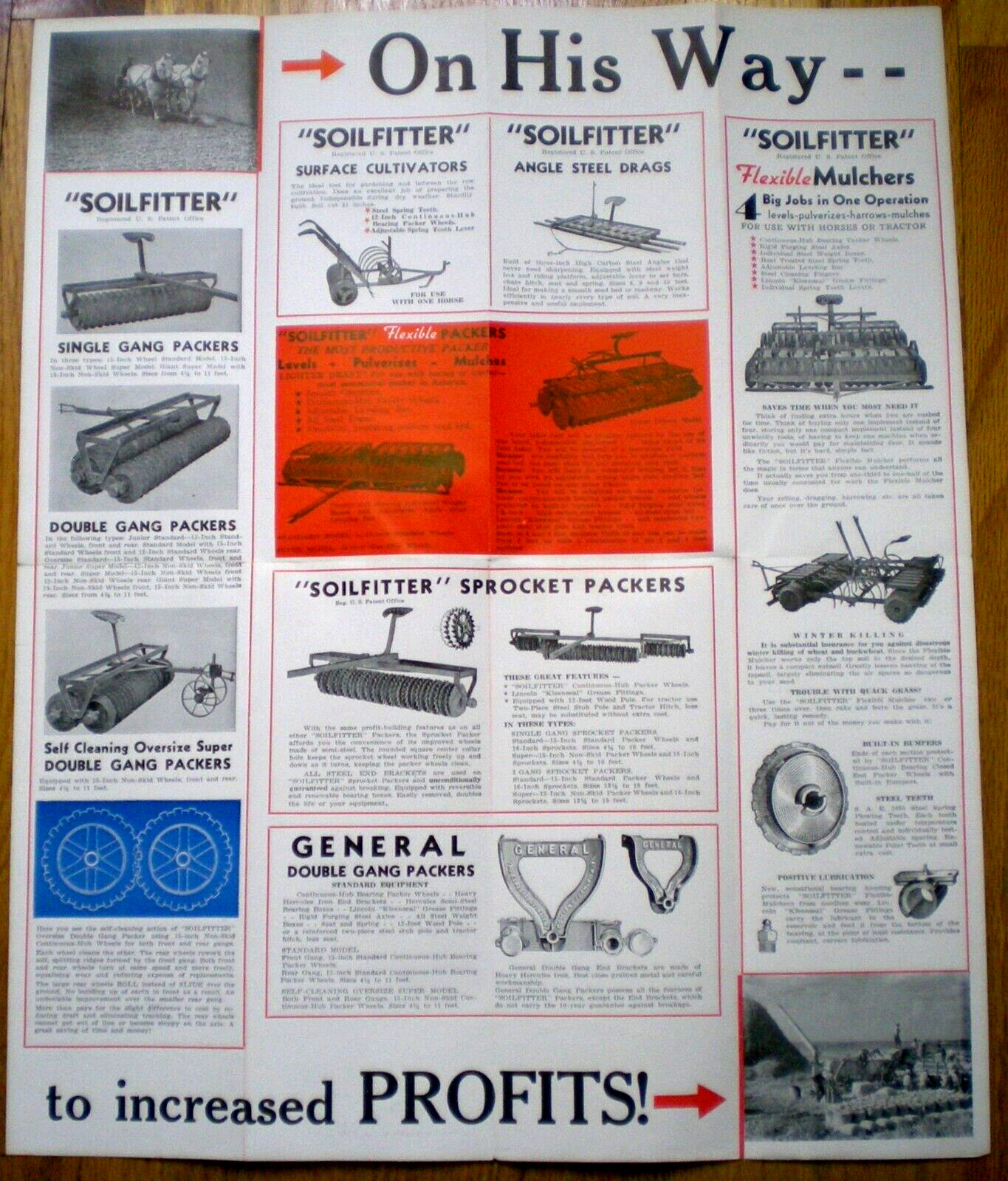 c1937 FARM IMPLEMENTS Broadside/Brochure ~ “Soilfitter” Packers