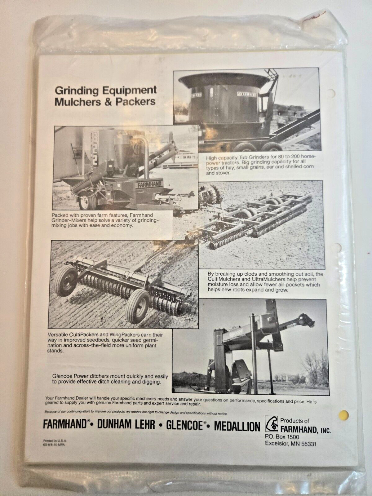 Farmhand 822 Model F826-CH Grinder-Mixer 20501 & Up Operators Manual Sealed