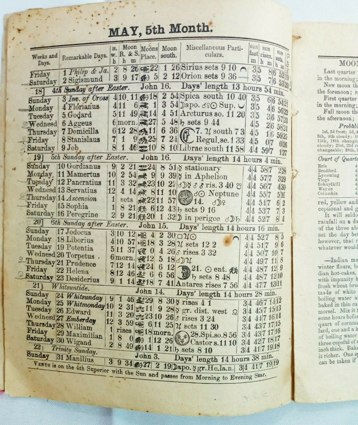 Vintage 1885 John Bear Baer’s Agricultural Almanac Antique Farmers Lancaster PA