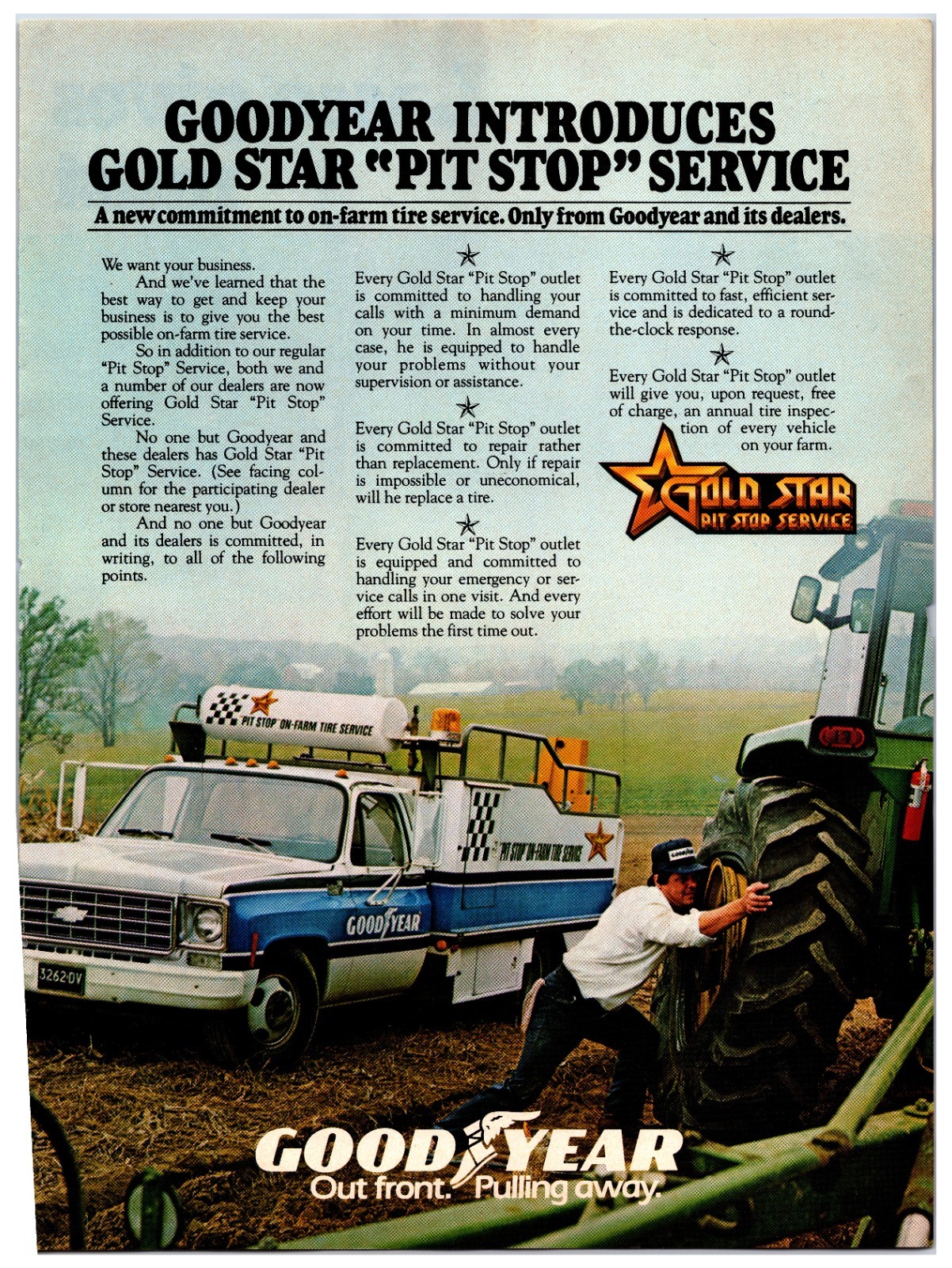 Vintage 1980s GoodYear Farming Tires Original Print Ad (8in x 11) Advertisement