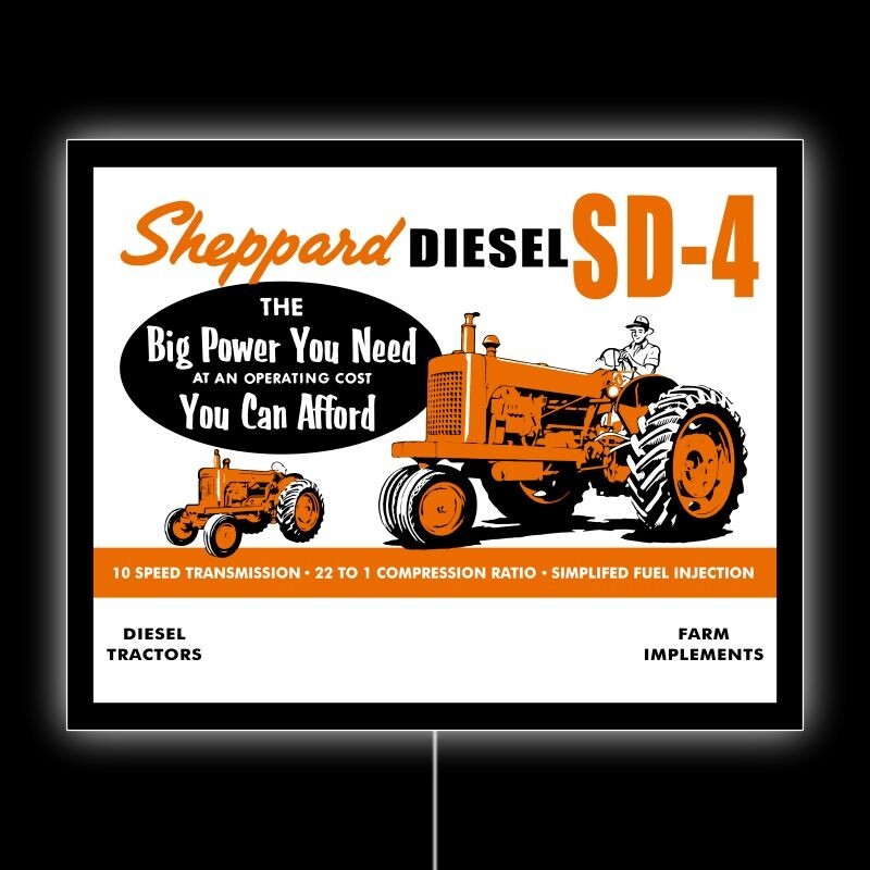 Sheppard Diesel SD-4 Tractor NEW LED Hanging Lighted Sign: 18×23″