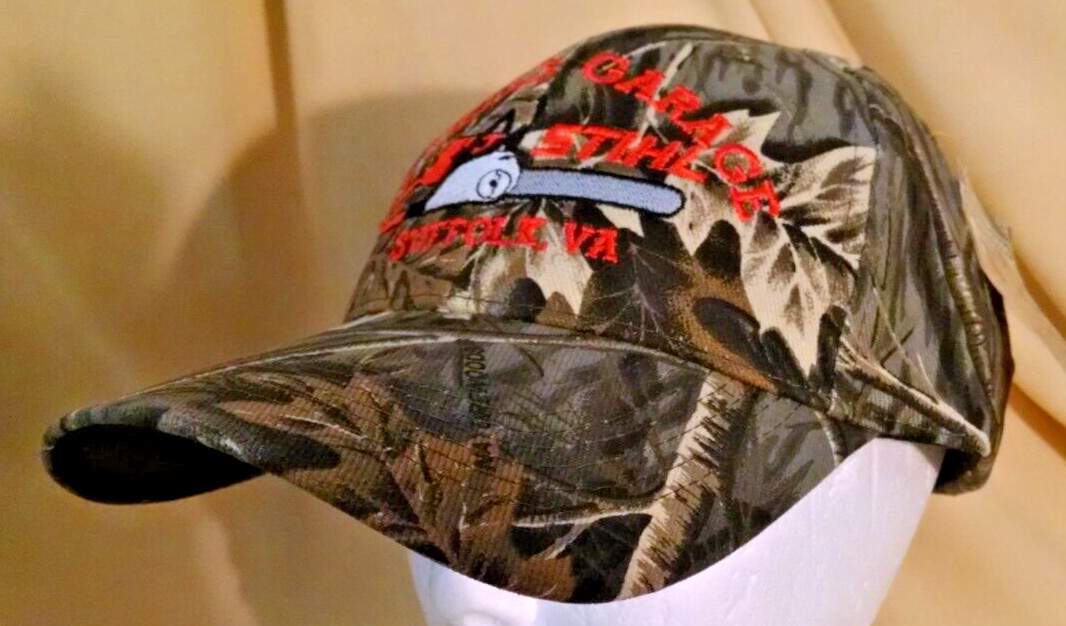 STIHL HAT ASWELL’S GARAGE SUFFOLK VA CAMO ORANGE NATUREWOODS DAYSTONE CHAIN SAW