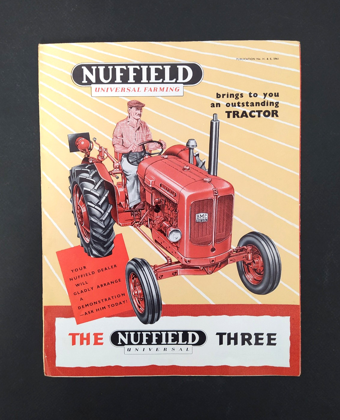 VINTAGE NUFFIELD THREE UNIVERSAL TRACTOR BROCHURE -POSTER 1950’s