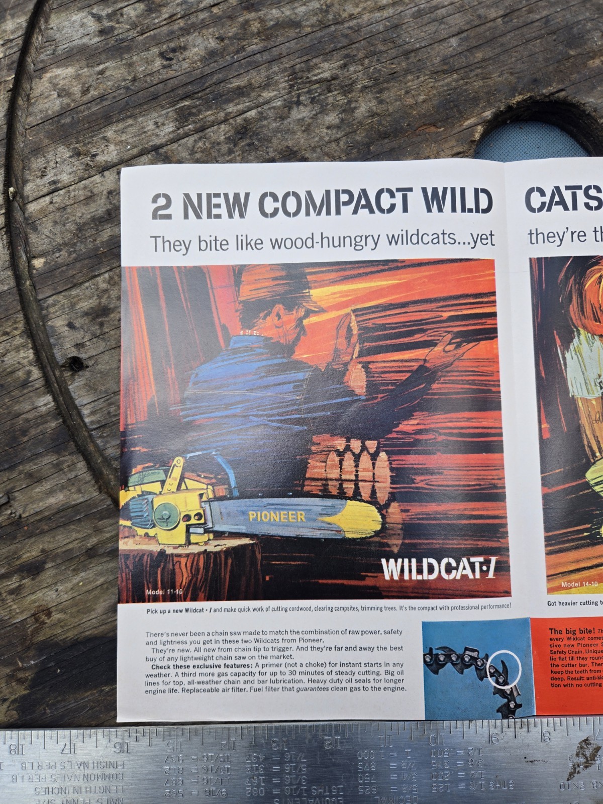 Vintage 1960’s Pioneer (OMC) Chainsaw Brochure For 11-10 & 14-10 Wildcat I & II