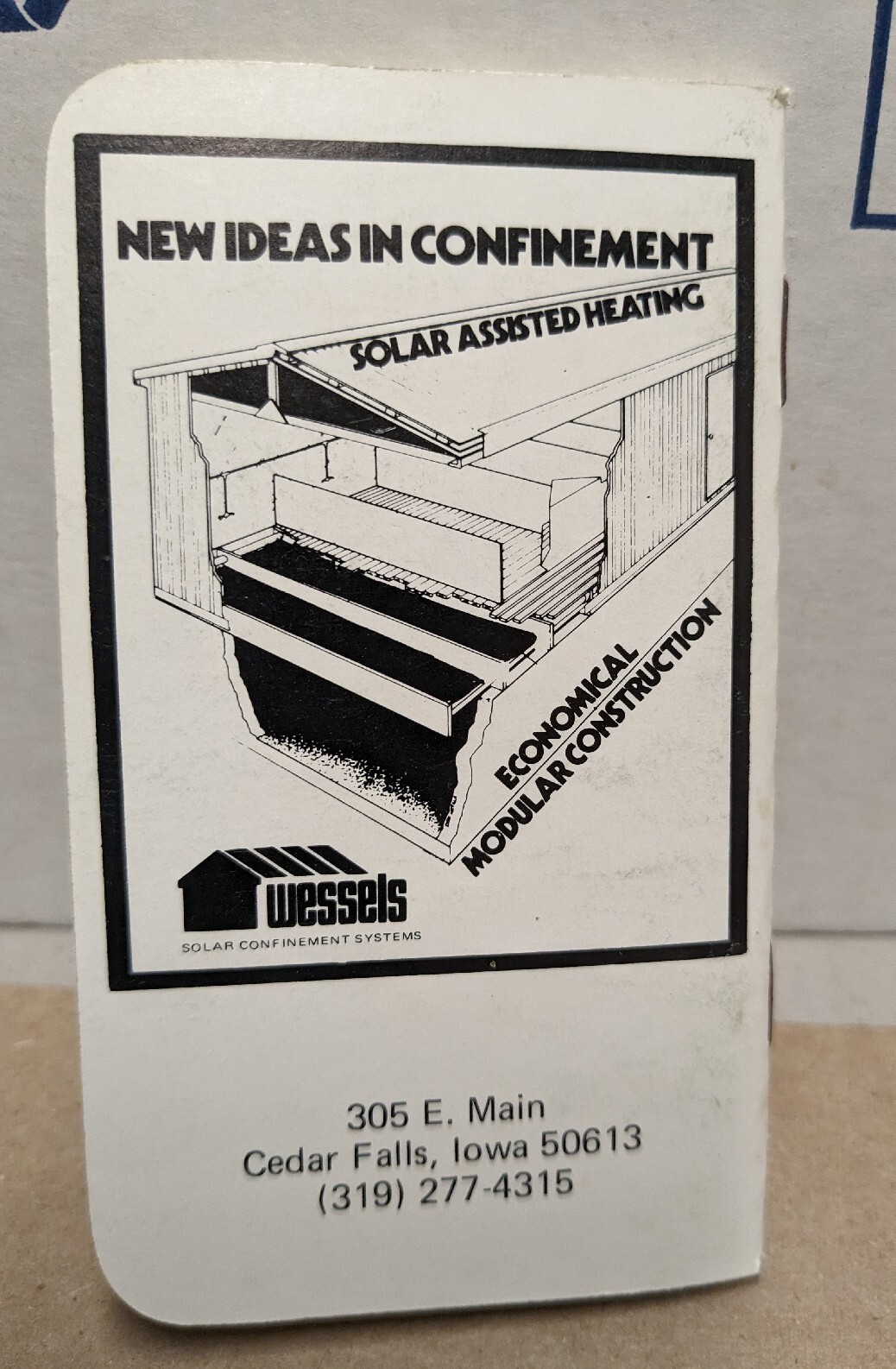 Vintage Wessels Solar Confinement Systems Pocket Notebook Cedar Falls Iowa IA