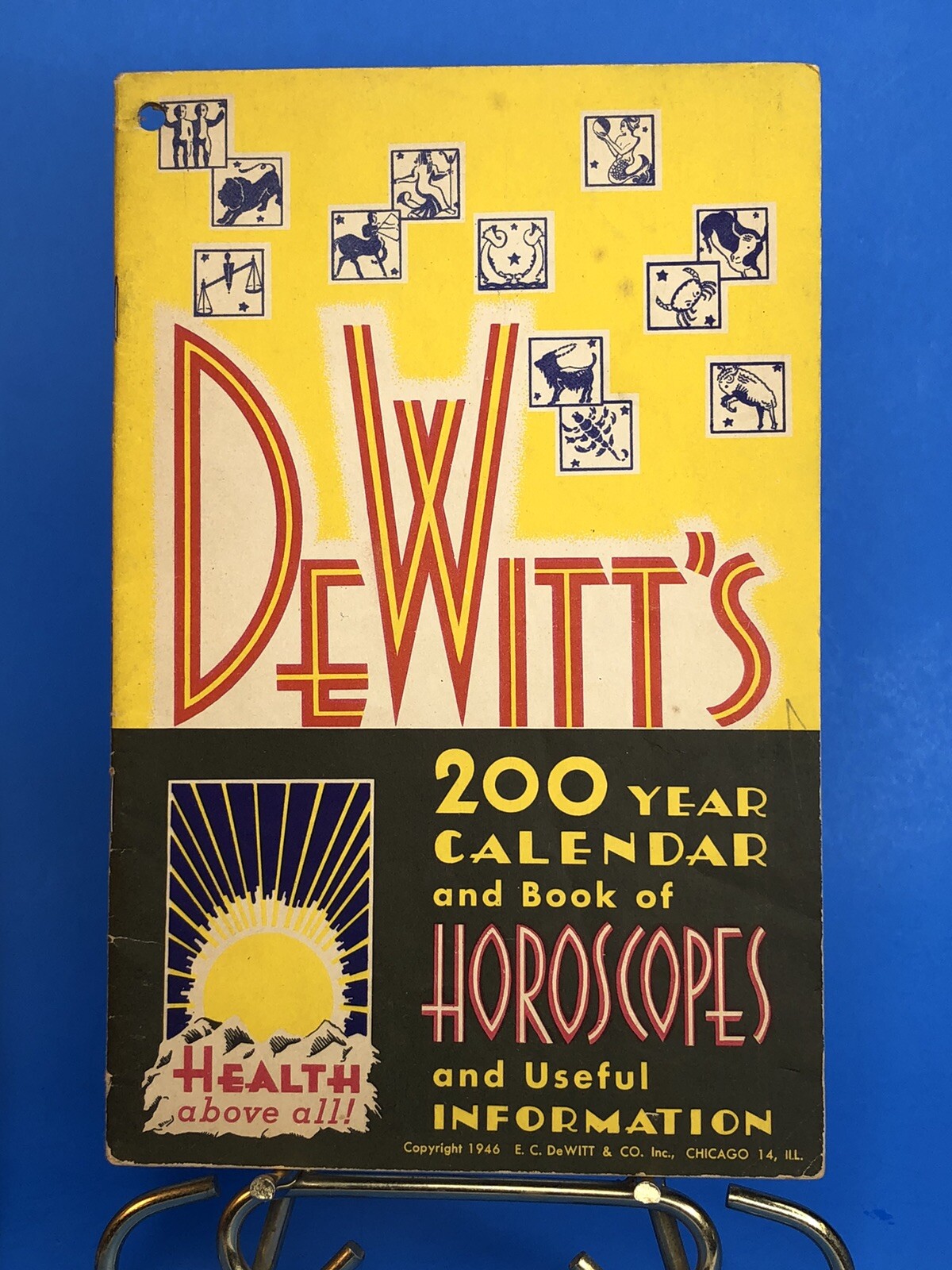 Set of 2 Vintage 1946 DeWitt’s 200 Year Calendar Horoscope Book 40s Astrology