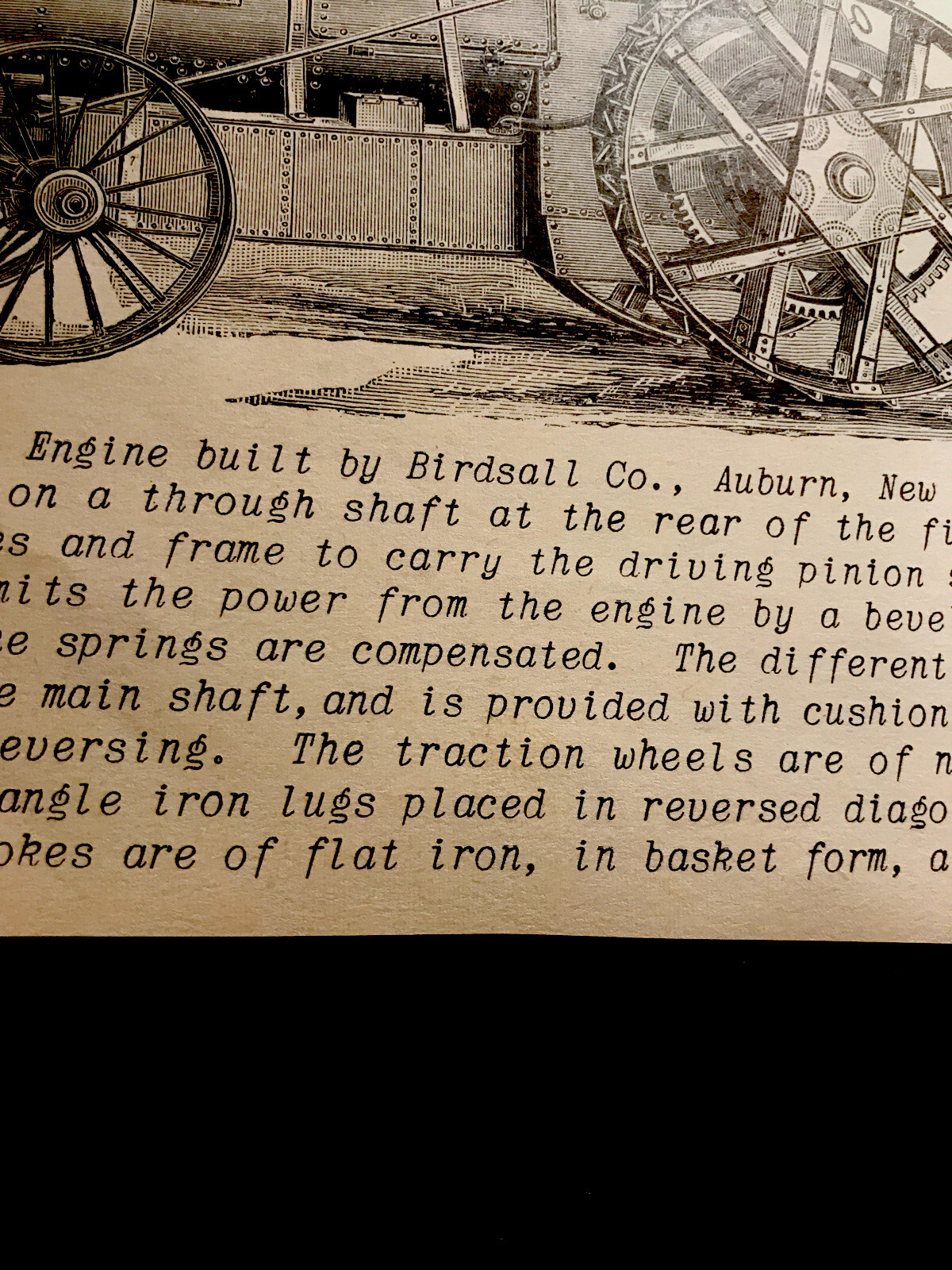 1900 Birdsall Traction Engine Farm Engraving Advertising – Auburn – New York