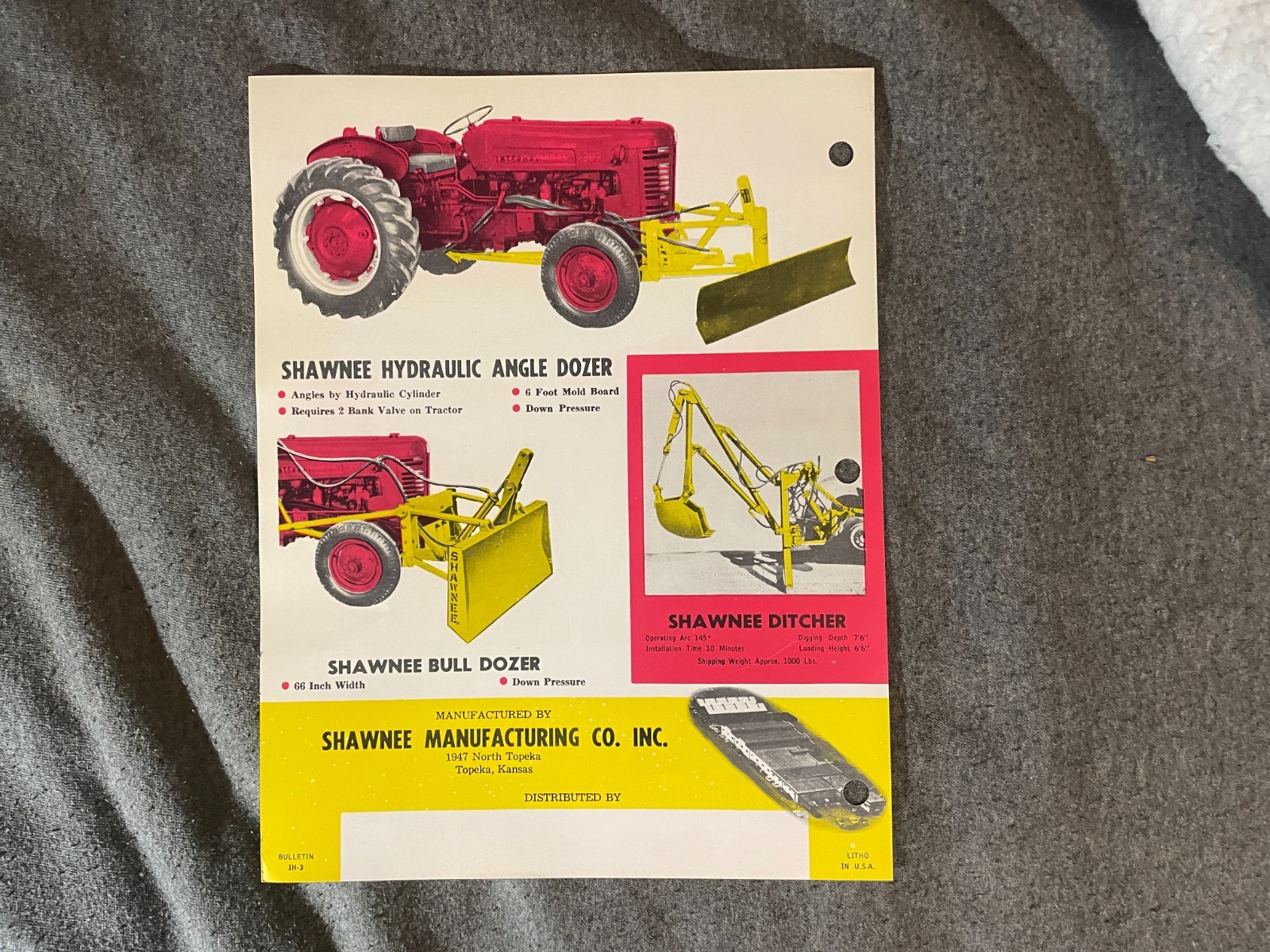 1950’s Shawnee International 300 Utility Loader Tractor Brochure Vintage
