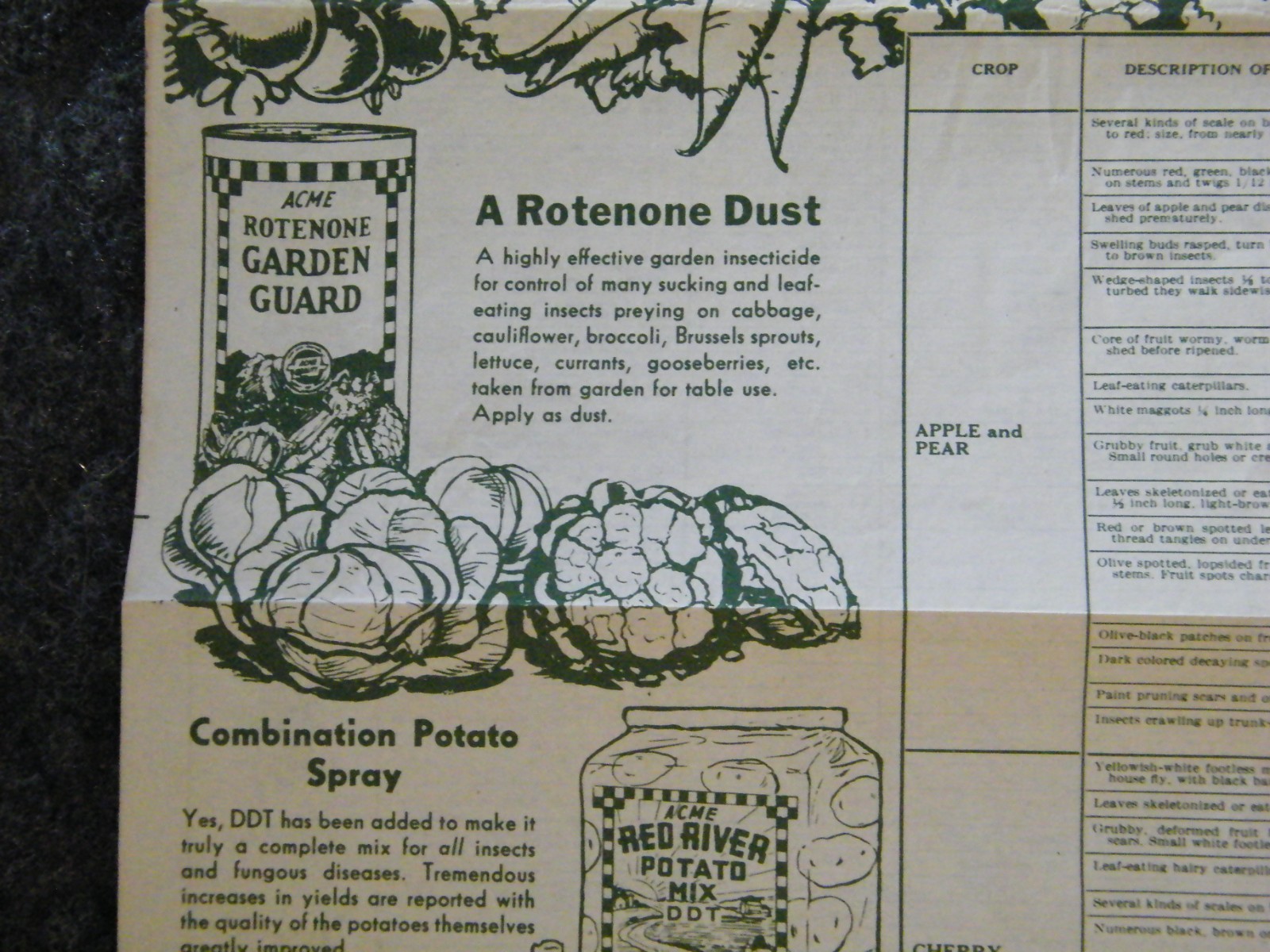 Vintage 1960’s-70’s Acme Spraying Dusting Guide For Gardens & Lawns Brochure