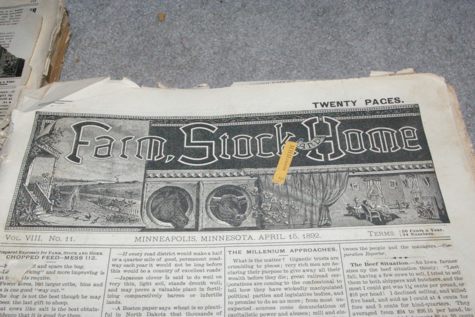 112 ISSUES 1892-1895 & 1899-1900 Farm Stock & Home Publication Great Reading!
