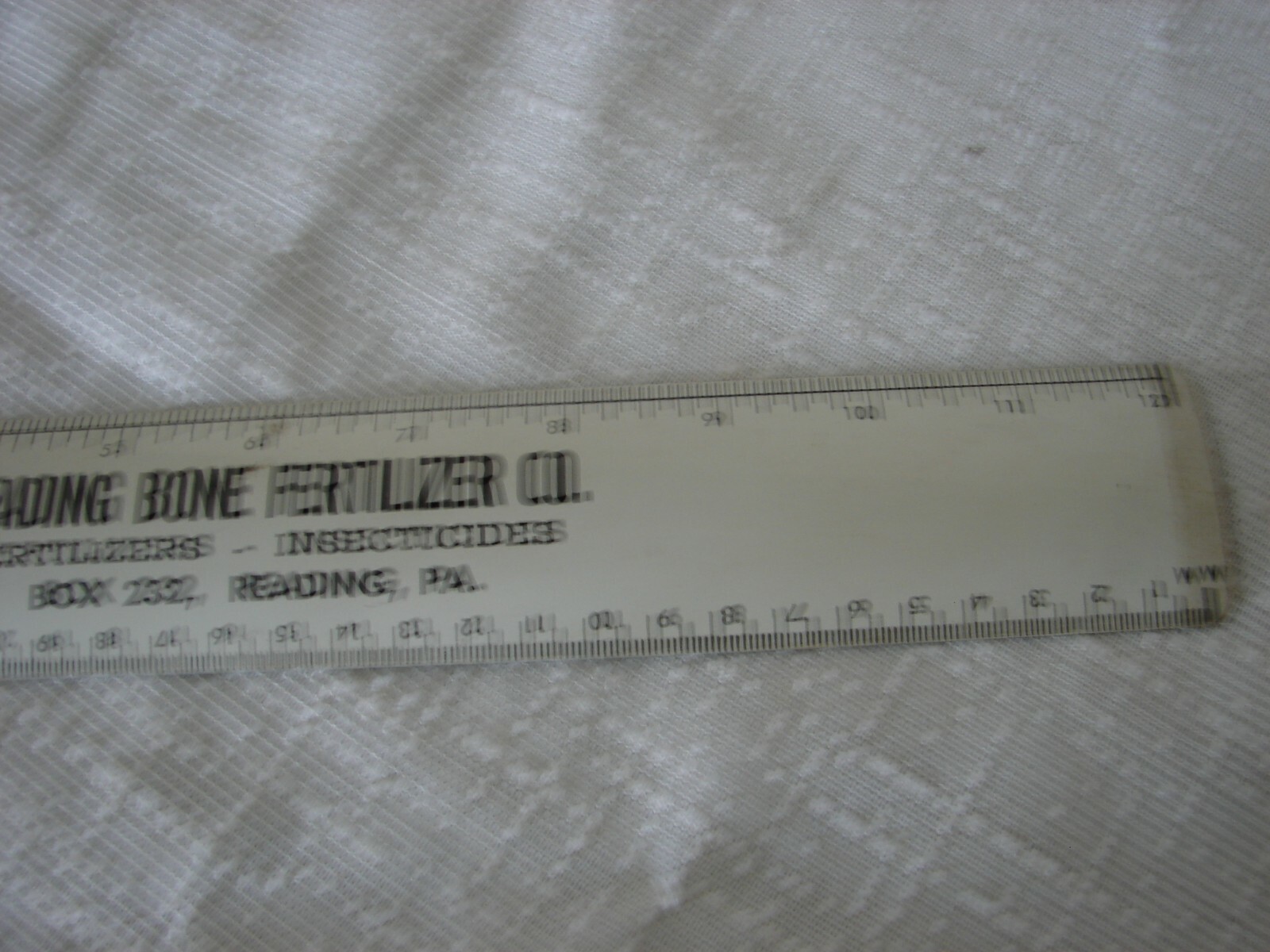Vtg. Metal 12″ Ruler Reading Bone Fertilizer Co. Reading, Pa Insecticides
