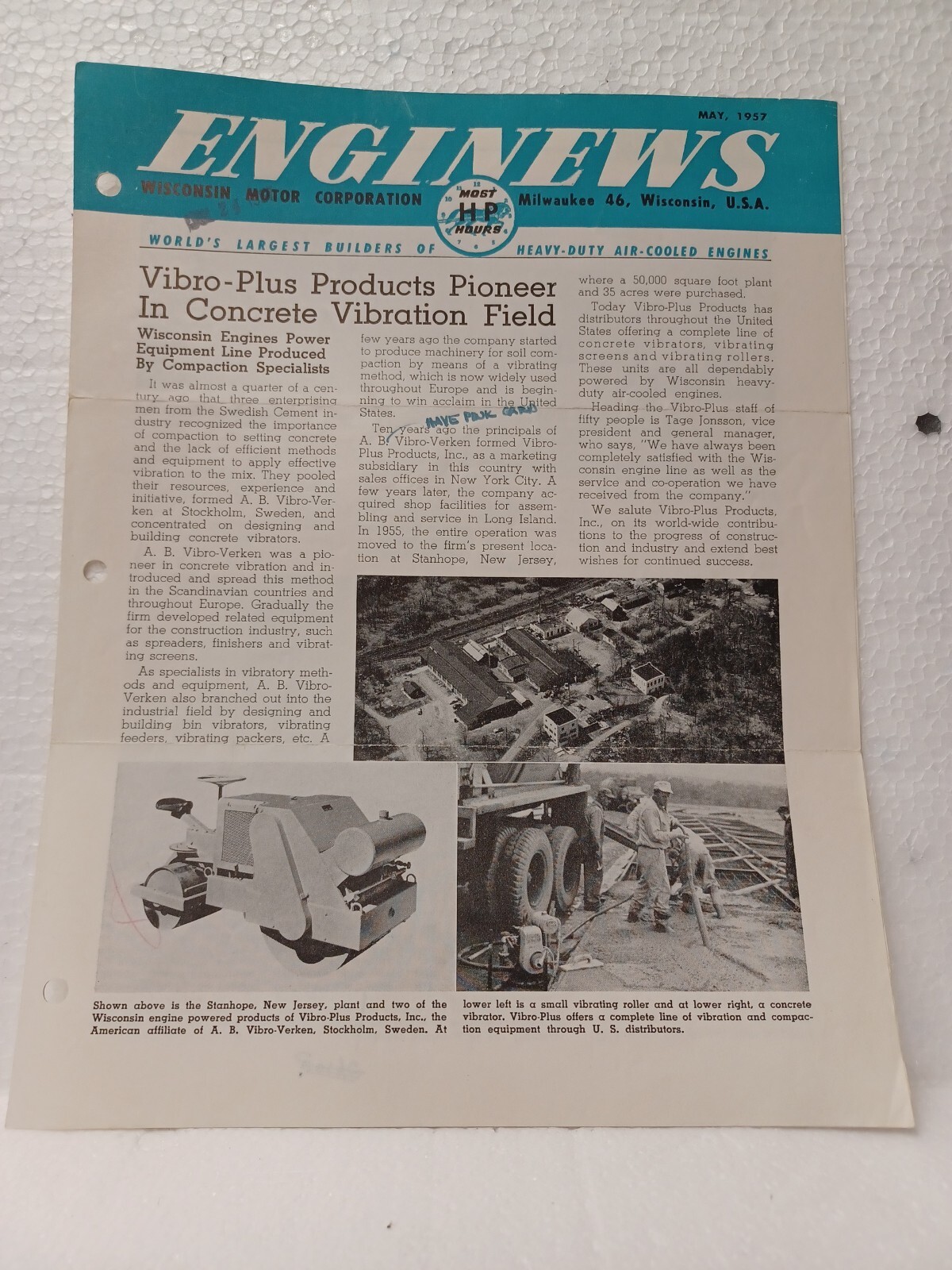 Wisconsin Motor Corporation ENGINEWS may 1957 Heavy-Duty Air-cooled Engines