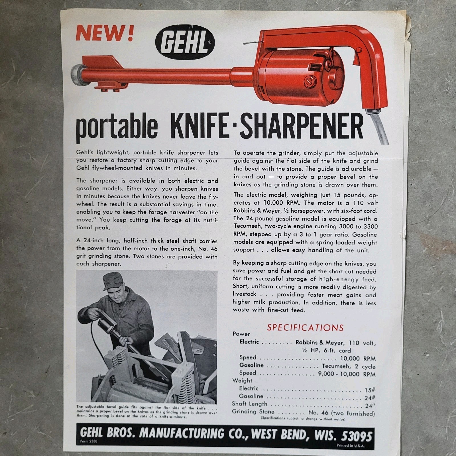 Gehl Portable Knife Sharpener Color Sell Sheet