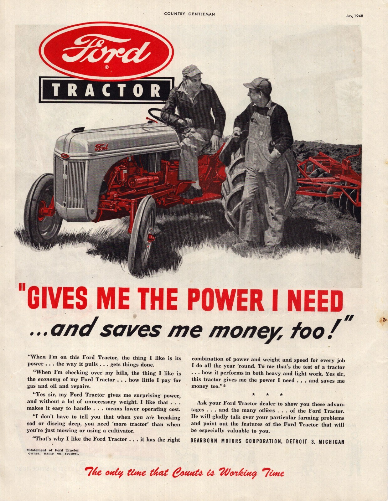 1948 Ford Tractor Farm Equipment Dearborn Michigan 40’s Vintage 2-Page Print Ad