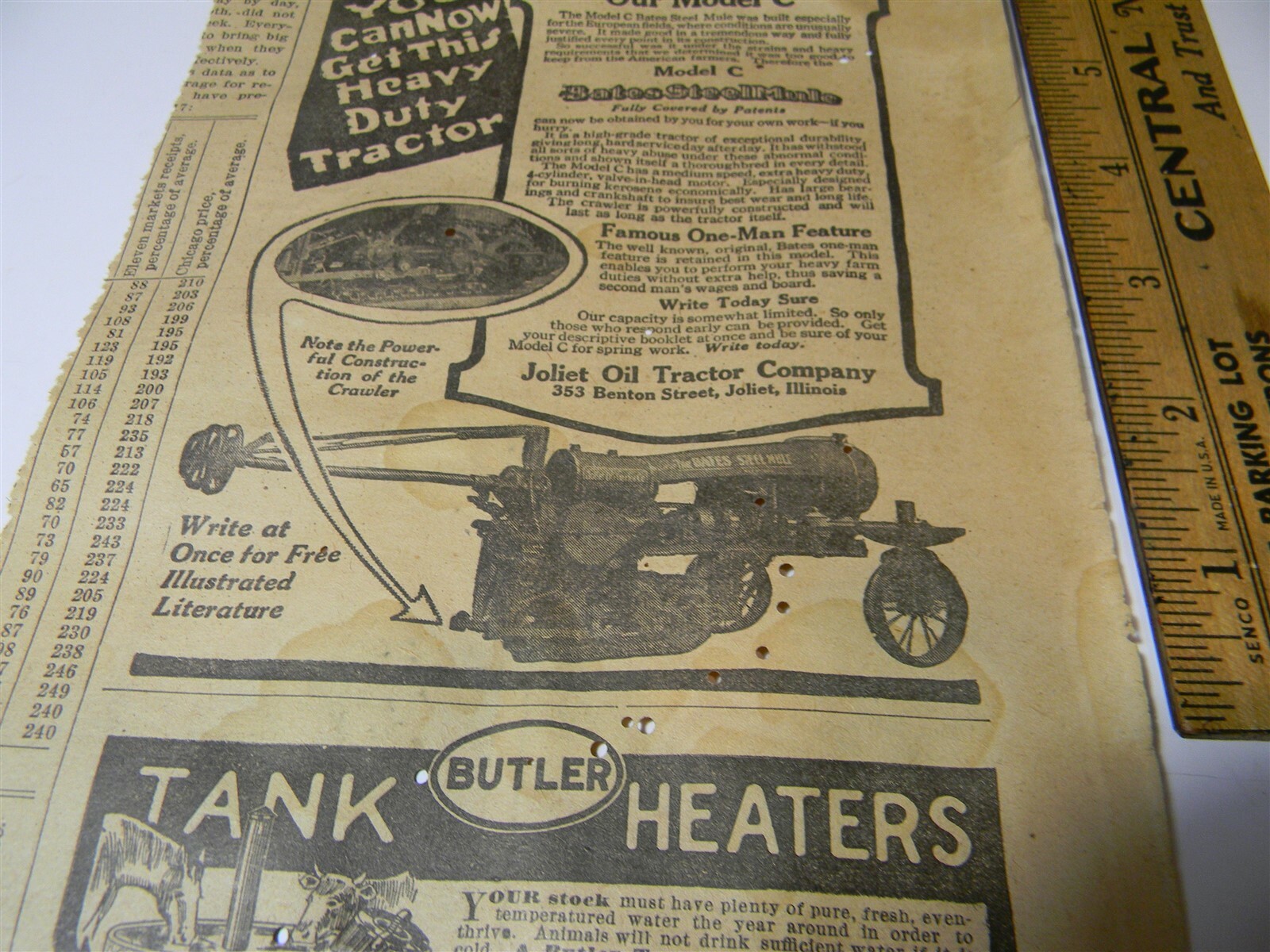 Vintage 1917 Joliet Oil Tractor Co. Farm Implement Man Cave 1910’s Print Ad 5E1