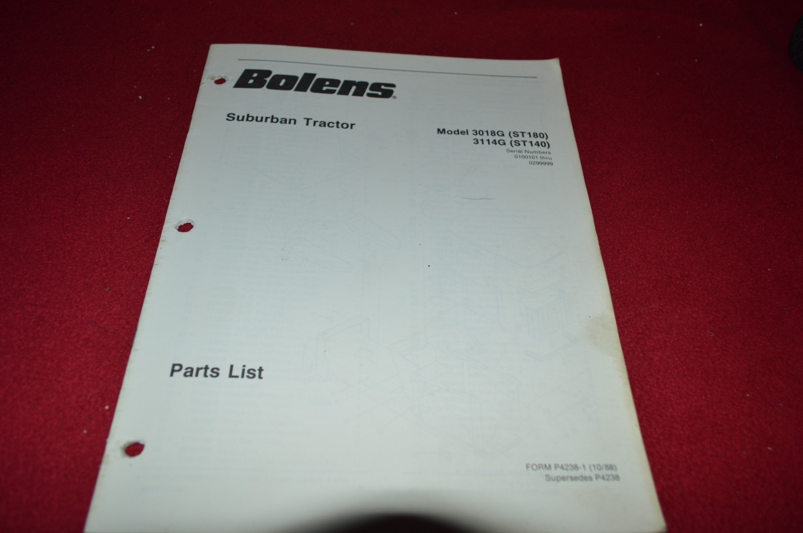 Bolens 1800 5018H Tractor Dealer’s Parts Book Manual CHPA