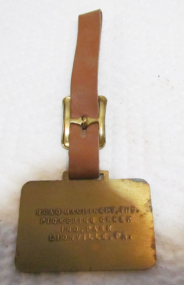 CLARK EQUIPMENT MICHIGAN HANCOCK SCRAPER METAL WATCH FOB VINTAGE ADVERTISING