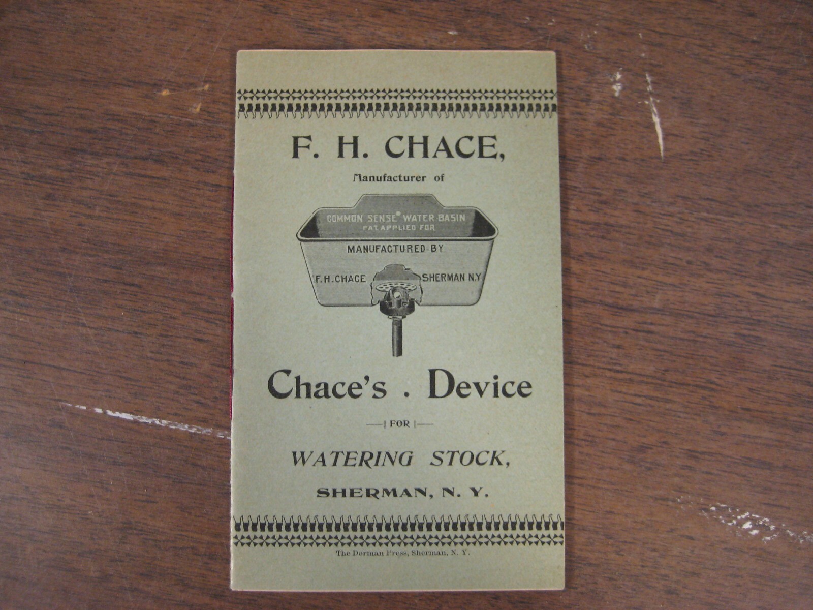 F. H. Chace’s Stock Waterer 1900s Farm Advertising Pamphlet Sherman New York