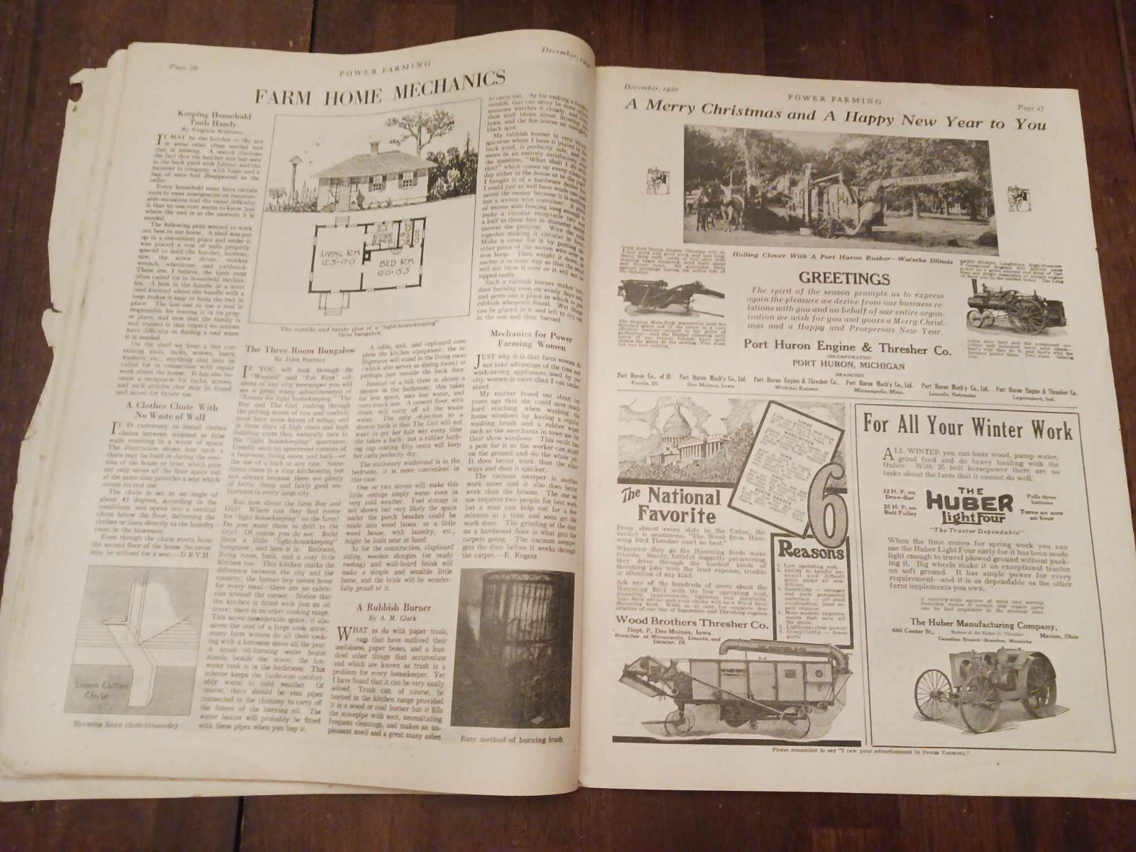 Vintage Magazine Power Farming December 1920 Holt Caterpillar Ad Photos Tractor