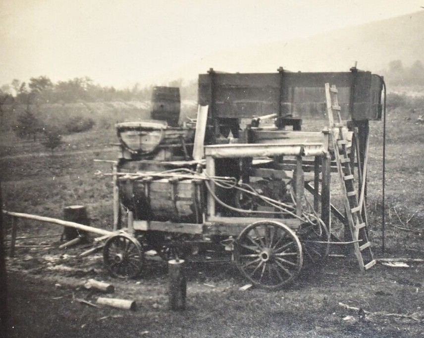 Vintage 1920’s Snapshot Farm Tractor Black & White Sepia toned Photograph