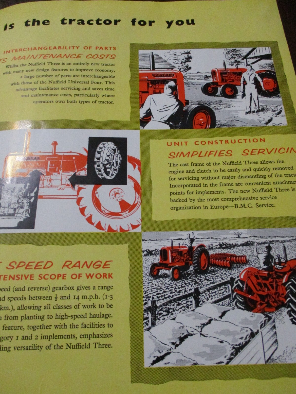 Nuffield 3 & 4 Cylinder Tractors Sales/Specifications Brochure 1959