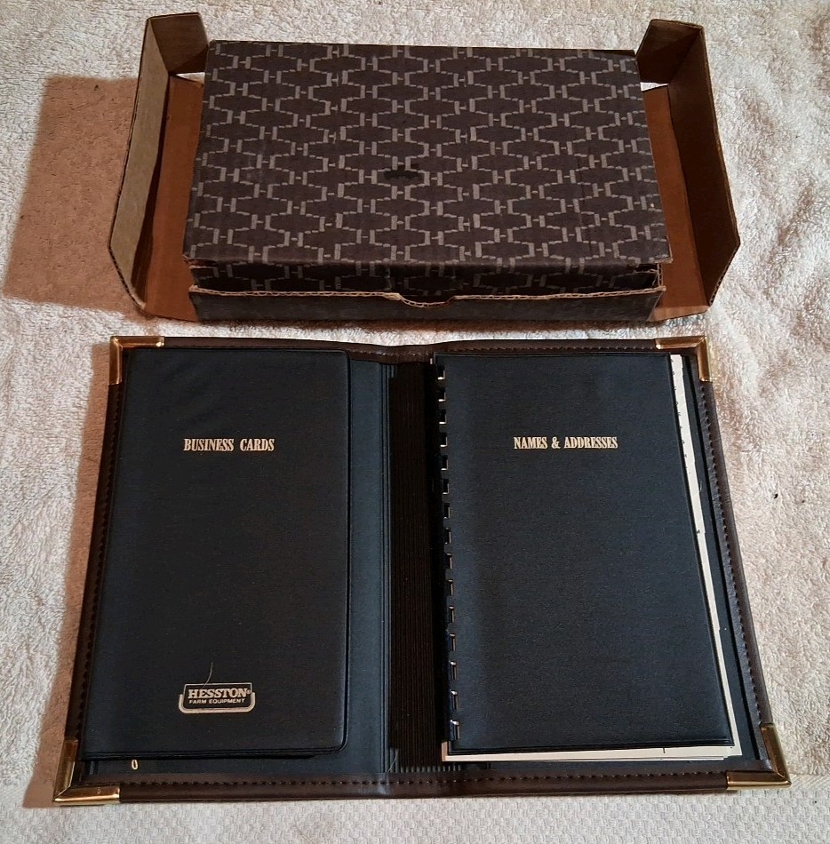Hesston Leather Address Book Business Card Holder In Box NEW