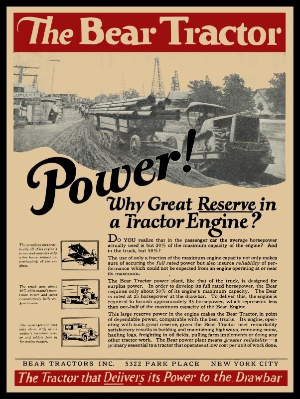 1923 Bear Tractors of New York City NEW Metal Sign: 12×16″ Early Crawler Tractor