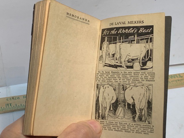 1939 DELAVAL DIARY & FARMERS POCKET HANDBOOK USEFUL INFO 148 PAGES 4.75’X2.75”.